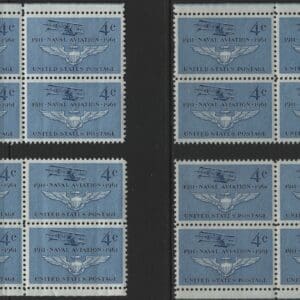 Scott# 1185 "NAVAL AVIATION" MNH MATCHED PLATE BLOCKS (4) P#27017