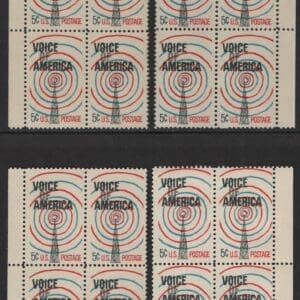 Scott# 1329 VOICE OF AMERICA MNH MATCHED PLATE BLOCKS (4) P#29052