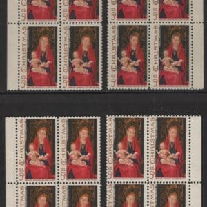 Scott# 1336 "MADONNA & CHILD" MNH MATCHED PLATE BLOCKS(4) P#29163