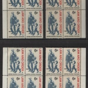 Scott# 1343 "LAW AND ORDER" MNH MATCHED PLATE BLOCKS (4) P# 29843
