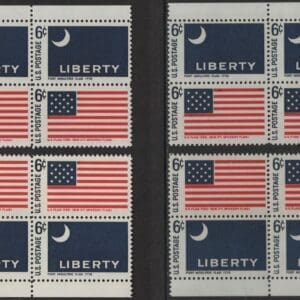 Scott# 1345-54 HISTORIC FLAGS MNH MATCHED PLATE BLOCKS(4) P#30045