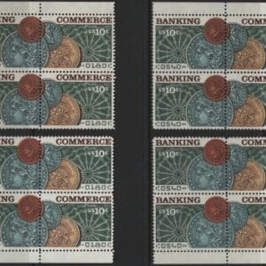 Scott# 1577-78 "BANKING" MNH MATCHED PLATE BLOCKS(4) PLATE# 36879