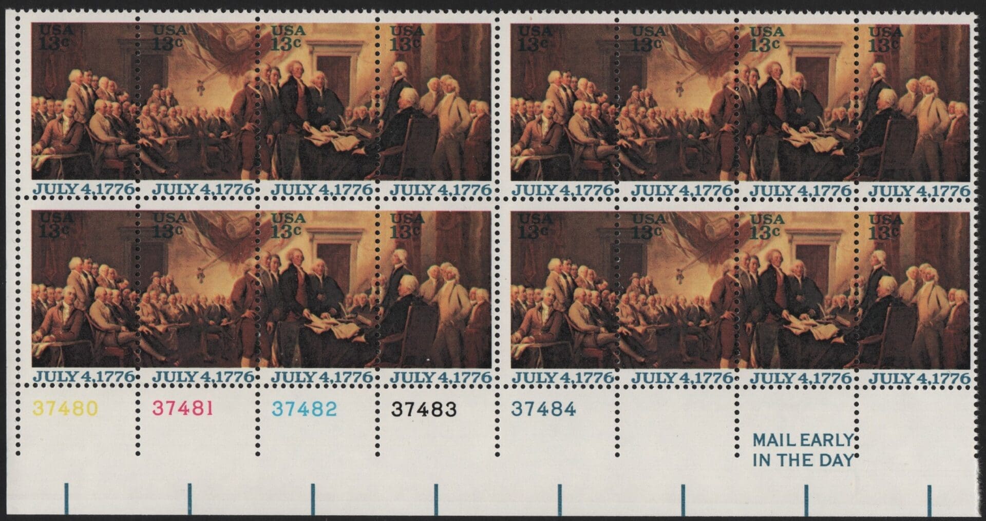 Scott# 1691-94 DECLARATION OF INDEPENDENCE MATCHED PLATE BLOCKS (16)
