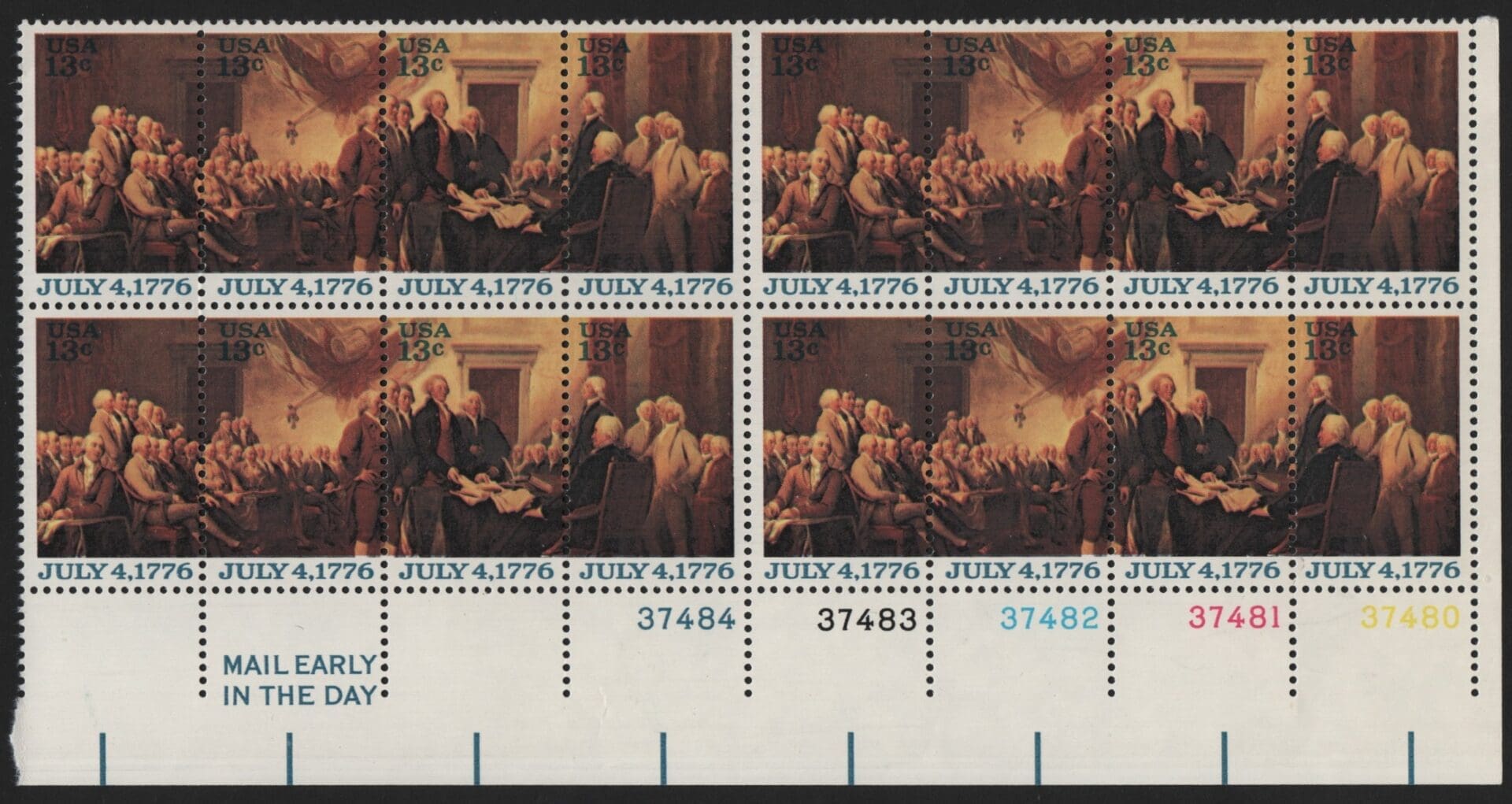 Scott# 1691-94 DECLARATION OF INDEPENDENCE MATCHED PLATE BLOCKS (16) - Image 2