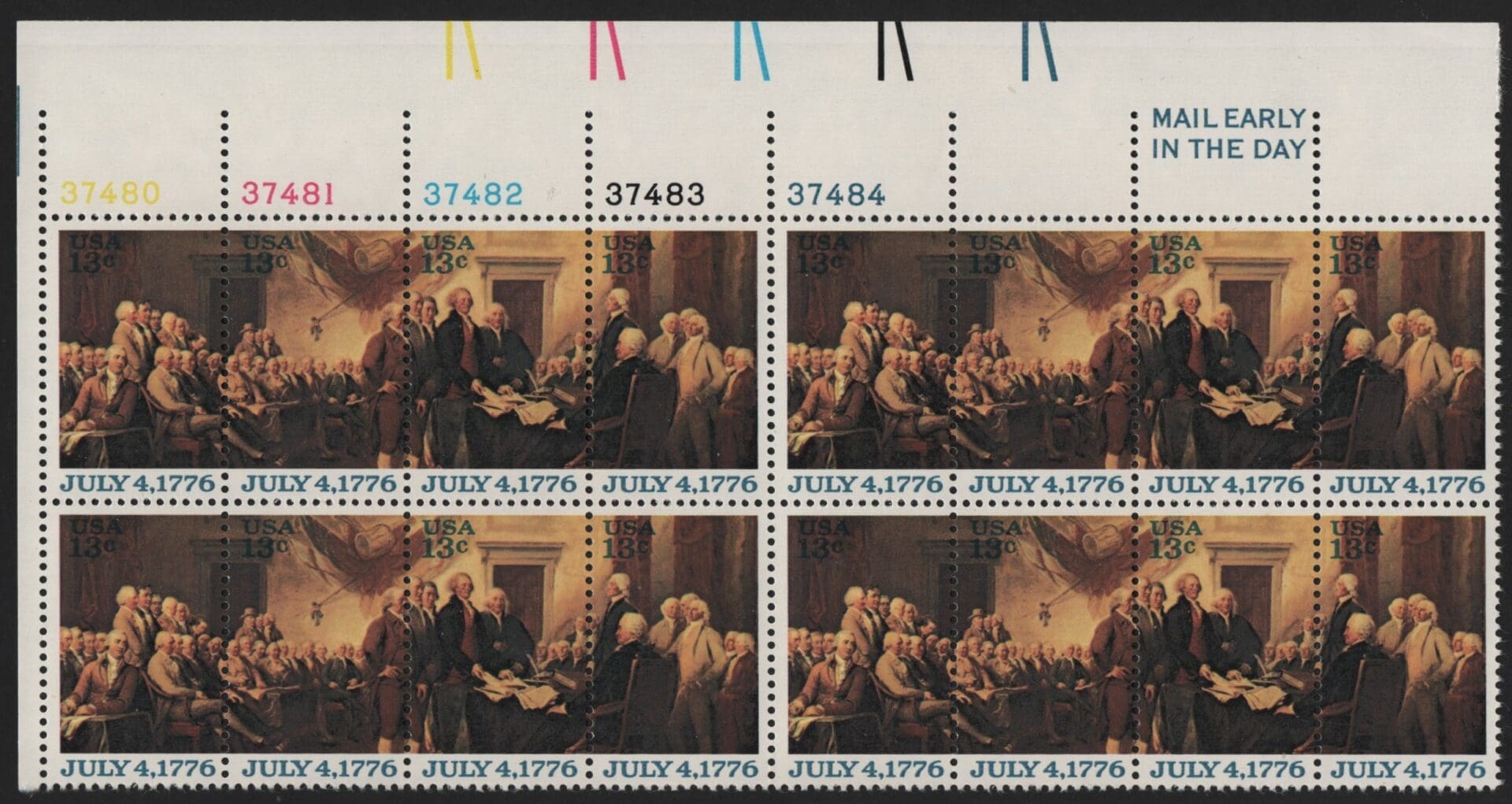 Scott# 1691-94 DECLARATION OF INDEPENDENCE MATCHED PLATE BLOCKS (16) - Image 3