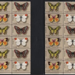 Alternative view of Scott# 1712-15 BUTTERFLIES MNH MATCHED PLATE BLOCKS (12) P# 37836