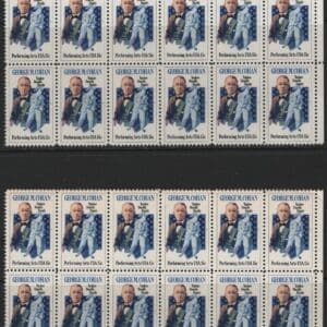 Alternative view of Scott# 1756 "GEORGE M COHAN" MNH MATCHED PLATE BLOCKS (12) P# 38406