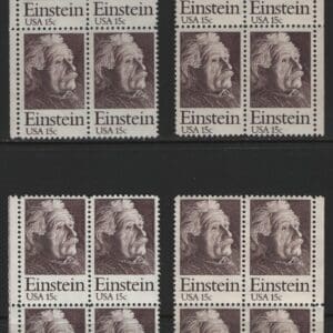 Scott# 1774 "ALBERT EINSTEIN" MNH MATCHED PLATE BLOCKS(4) P#38966