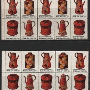 Scott# 1775-78 "AMERICAN FOLK ART" MATCHED PLATE BLOCKS (10) MNH