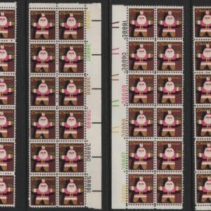 Scott# 1800 "CHRISTMAS-SANTA" MATCHED PLATE BLOCKS (12) P# 38886