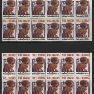 Alternative view of Scott# 1801 "WILL ROGERS" MNH MATCHED PLATE BLOCKS(12) P#39080-85