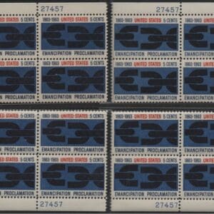 Scott#1233 EMANCIPATION PROCLAMATION MNH MATCHED PLATE BLOCKS(4)