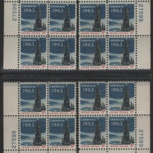 Scott# 1240 NAT'L CHRISTMAS TREE MATCHED SET of PLATE BLOCKS (4)