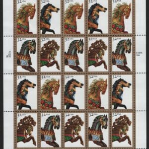 Scott# 2976-79 "CAROUSEL HORSES" MNH SE-TENANT FULL SHEET (20)