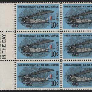 Scott# C74 CURTIS JENNY MNH AIRMAIL 50TH ANNIV. MAIL EARLY BLOCK(6)