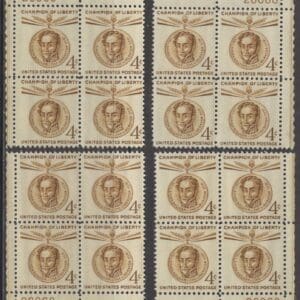 Scott# 1110 "SIMON BOLIVAR" MNH MATCHED PLATE BLOCKS (4) P# 26060