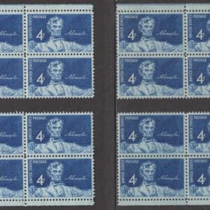 Scott# 1116 "STATUE OF LINCOLN" MATCHED PLATE BLOCKS (4) P# 26271