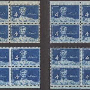 Scott# 1116 "STATUE OF LINCOLN" MATCHED PLATE BLOCKS (4) P# 26272
