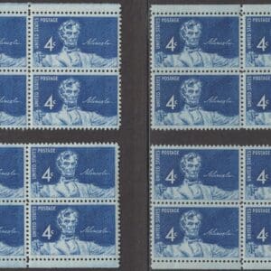 Scott# 1116 "STATUE OF LINCOLN" MATCHED PLATE BLOCKS (4) P# 26273