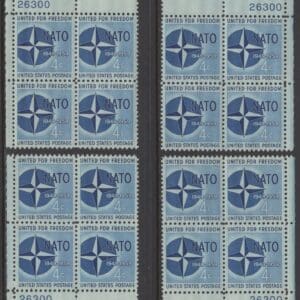 Scott# 1127 NATO 10TH ANNIVERSARY MATCHED PLATE BLOCKS(4) P#26300