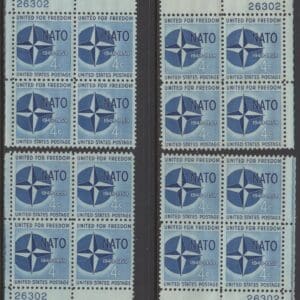 Scott# 1127 NATO 10TH ANNIVERSARY MATCHED PLATE BLOCKS(4) P#26302