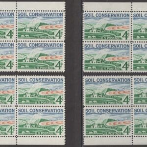 Scott# 1133 "SOIL CONSERVATION" MATCHED PLATE BLOCKS (4) P# 26406