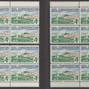 Scott# 1133 "SOIL CONSERVATION" MATCHED PLATE BLOCKS (4) P# 26407