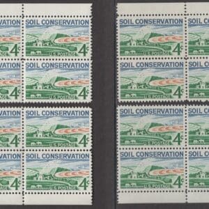 Scott# 1133 "SOIL CONSERVATION" MATCHED PLATE BLOCKS (4) P# 26410