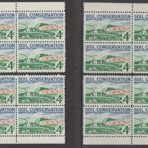 Scott# 1133 "SOIL CONSERVATION" MATCHED PLATE BLOCKS (4) P# 26415