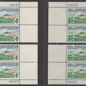 Scott# 1133 "SOIL CONSERVATION" MATCHED PLATE BLOCKS (4) P# 26423