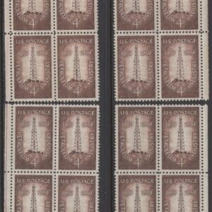 Scott# 1134 "PETROLEUM INDUSTRY" MATCHED PLATE BLOCKS (4) P#26416