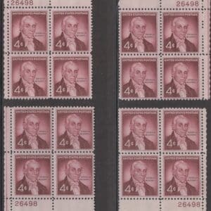 Scott# 1138 "DR EPHRAIM McDOWELL" MATCHED PLATE BLOCKS(4) P#26498