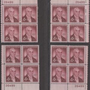 Scott# 1138 "DR EPHRAIM McDOWELL" MATCHED PLATE BLOCKS(4) P#26499