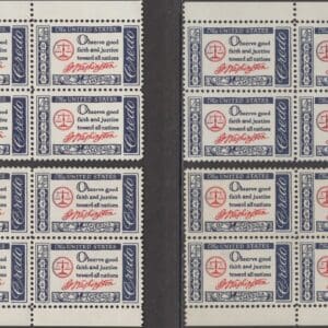 Scott# 1139 "CREDO-WASHINGTON" MATCHED PLATE BLOCKS(4) P# 26488