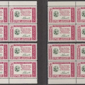 Scott# 1143 "CREDO - LINCOLN" MATCHED PLATE BLOCKS (4) P# 26803