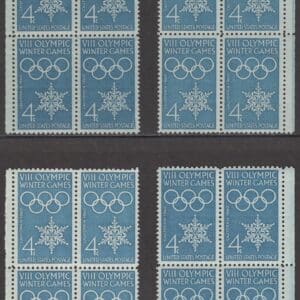 Scott# 1146 8TH WINTER OLYMPICS MATCHED PLATE BLOCKS (4) P# 26541
