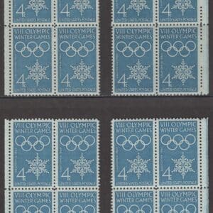 Scott# 1146 8TH WINTER OLYMPICS MATCHED PLATE BLOCKS (4) P# 26550