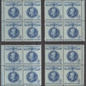 Scott# 1147 "THOMAS G MASARYK" MATCHED PLATE BLOCKS (4) P# 26553