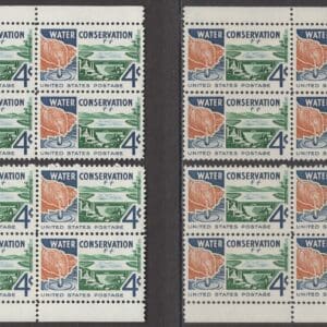 Scott# 1150 "WATER CONSERVATION" MATCHED PLATE BLOCKS (4) P#26590