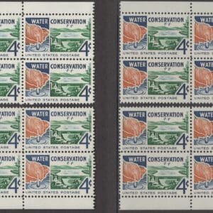 Scott# 1150 "WATER CONSERVATION" MATCHED PLATE BLOCKS (4) P#26592