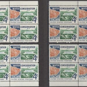 Scott# 1150 "WATER CONSERVATION" MATCHED PLATE BLOCKS (4) P#26600