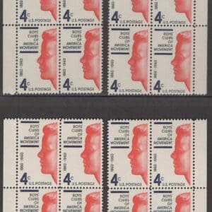 Scott# 1163 "BOYS CLUB" MNH MATCHED PLATE BLOCKS (4) PLATE# 26669