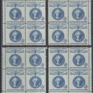 Scott# 1165 "BARON MANNERHEIM" MATCHED PLATE BLOCKS (4) P# 26756