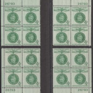Scott# 1168 "GIUSEPPE GARIBALDI" MATCHED PLATE BLOCKS (4) P#26793