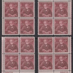 Scott# 1171 "ANDREW CARNEGIE" MATCHED PLATE BLOCKS (4) P# 26675