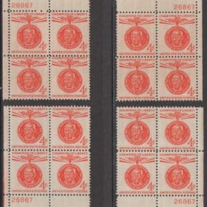 Scott# 1174 "MAHATMA GANDHI" MATCHED PLATE BLOCKS(4) PLATE# 26867
