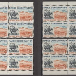 Scott# 1176 "RANGE CONSERVATION" MATCHED PLATE BLOCKS (4)P# 26860