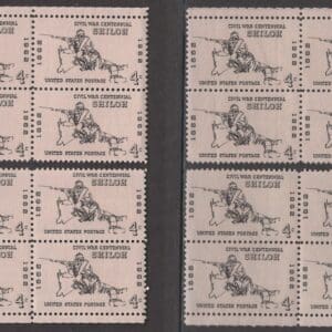 Scott# 1179 "BATTLE OF SHILOH" MATCHED PLATE BLOCKS(4) P# 27180