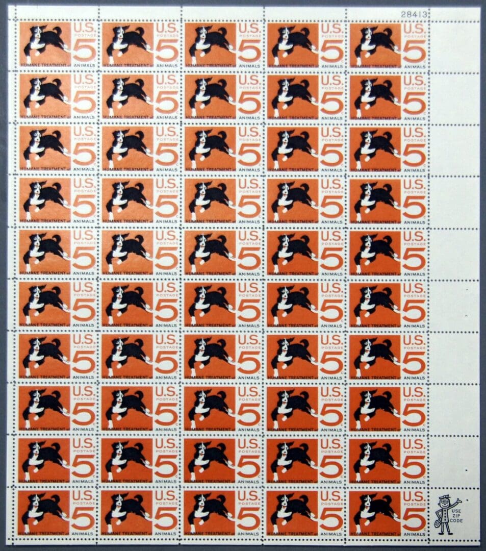Scott# 1307 "ASPCA CENTENARY" MNH FULL SHEET (50) NICELY CENTERED