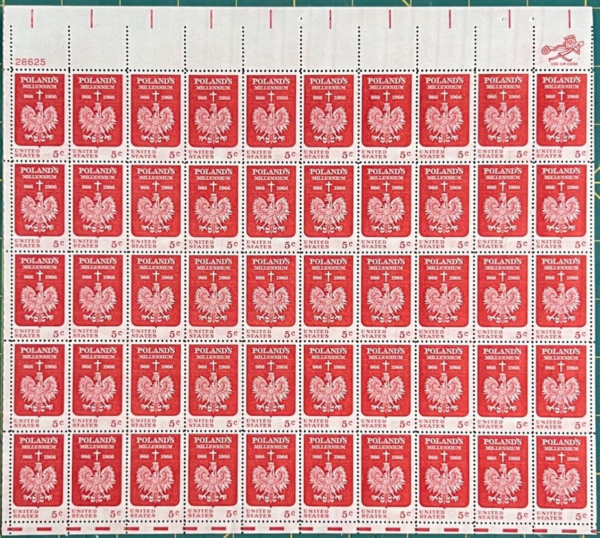 Scott# 1313 "POLAND'S MILLENNIUM - EAGLE & CROSS" MNH SHEET (50)